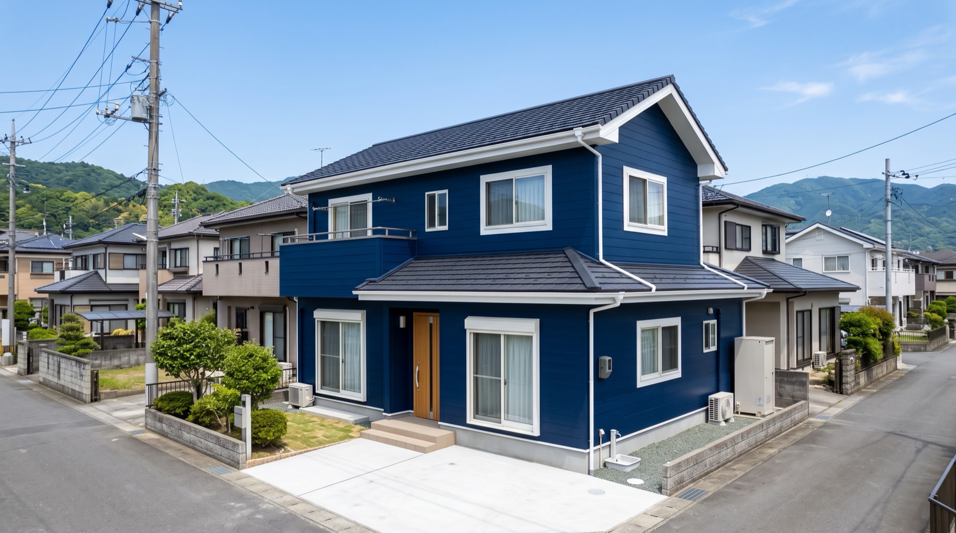 塗り替えを終えた家の外壁と屋根